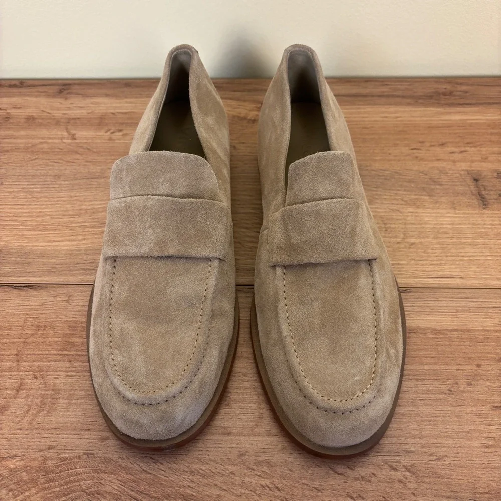 VINCE Montebello Suede Loafer Sand Trail Tan Brown Men Size 7 Slip On Apron Toe